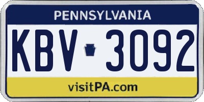 PA license plate KBV3092
