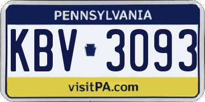 PA license plate KBV3093