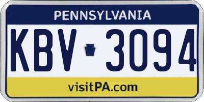 PA license plate KBV3094