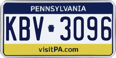 PA license plate KBV3096