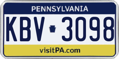PA license plate KBV3098