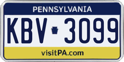 PA license plate KBV3099