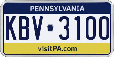 PA license plate KBV3100