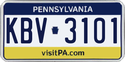 PA license plate KBV3101