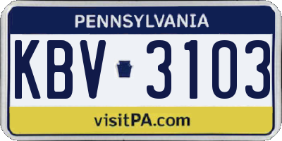 PA license plate KBV3103