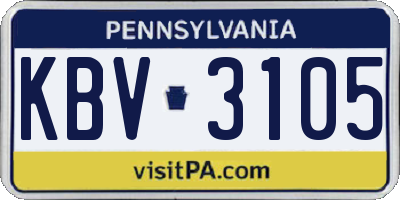 PA license plate KBV3105
