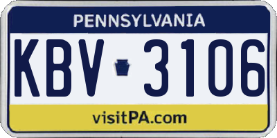 PA license plate KBV3106
