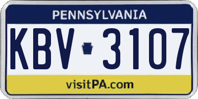 PA license plate KBV3107