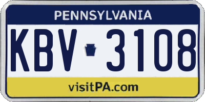 PA license plate KBV3108