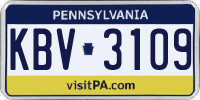 PA license plate KBV3109