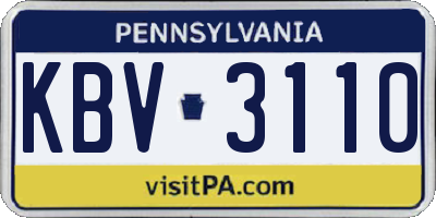 PA license plate KBV3110