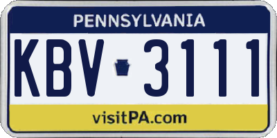 PA license plate KBV3111