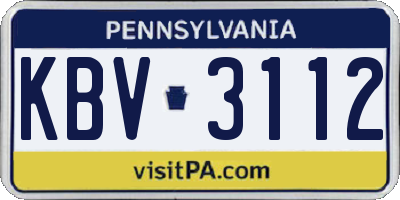 PA license plate KBV3112