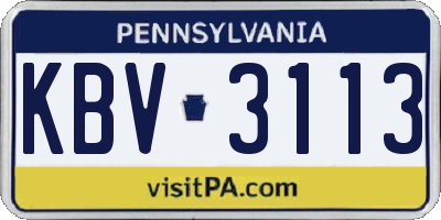 PA license plate KBV3113