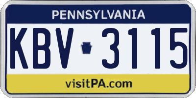 PA license plate KBV3115