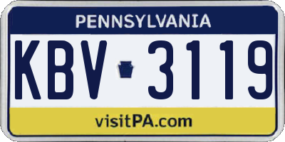 PA license plate KBV3119