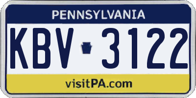 PA license plate KBV3122