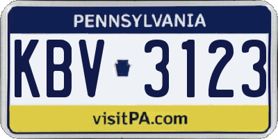 PA license plate KBV3123