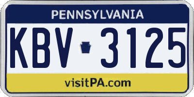 PA license plate KBV3125