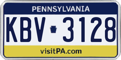 PA license plate KBV3128