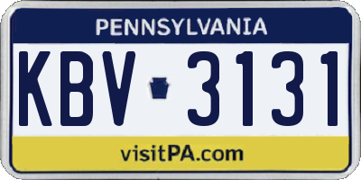 PA license plate KBV3131