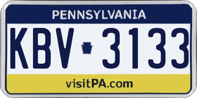PA license plate KBV3133