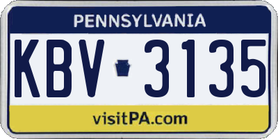 PA license plate KBV3135
