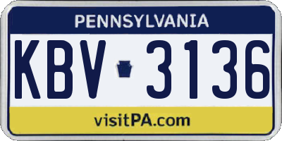 PA license plate KBV3136
