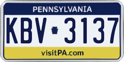 PA license plate KBV3137