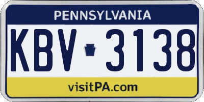 PA license plate KBV3138