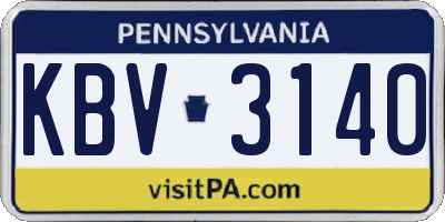 PA license plate KBV3140