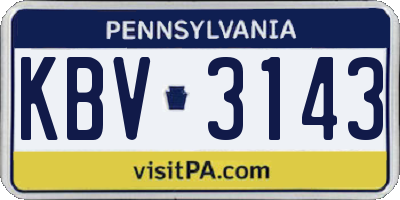PA license plate KBV3143