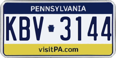 PA license plate KBV3144