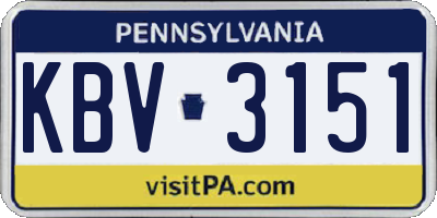 PA license plate KBV3151