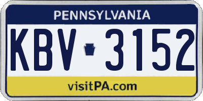 PA license plate KBV3152