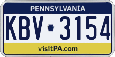 PA license plate KBV3154