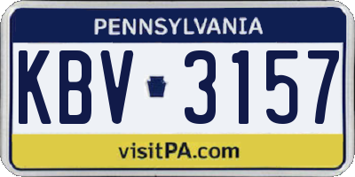 PA license plate KBV3157