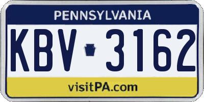 PA license plate KBV3162