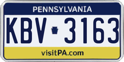 PA license plate KBV3163