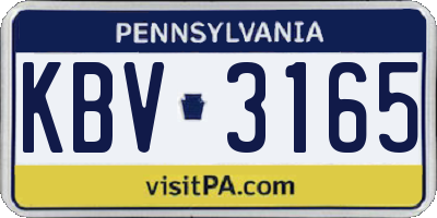 PA license plate KBV3165