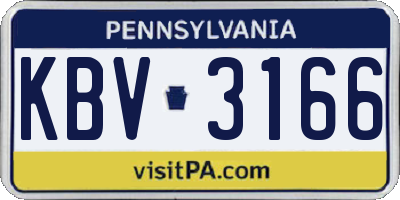 PA license plate KBV3166