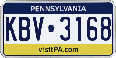 PA license plate KBV3168