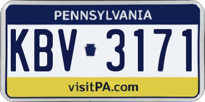 PA license plate KBV3171