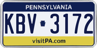 PA license plate KBV3172
