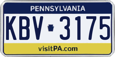 PA license plate KBV3175