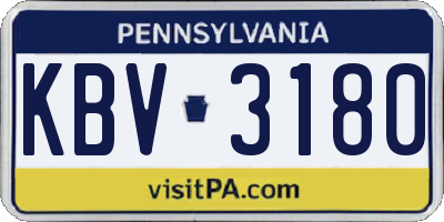 PA license plate KBV3180