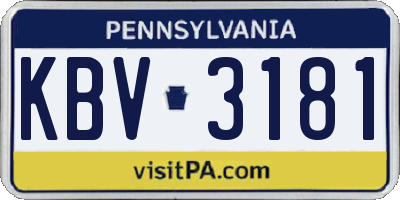 PA license plate KBV3181