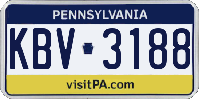 PA license plate KBV3188