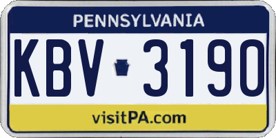 PA license plate KBV3190