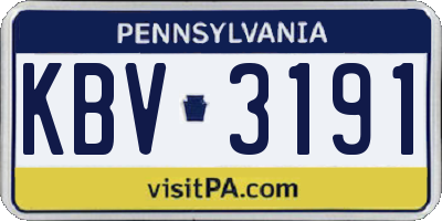 PA license plate KBV3191
